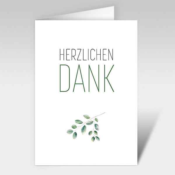 Dankeskarten mit Eukalyptus-Zweig "Herzlichen Dank"