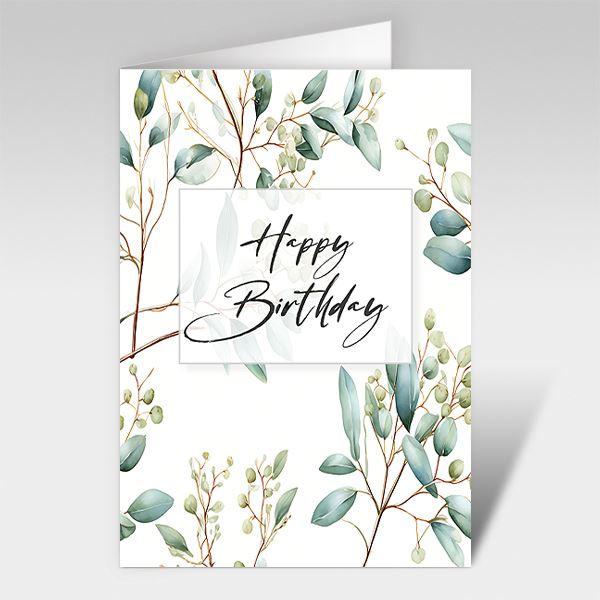 Geburtstagskarten mit Ästen & grünen Blättern 