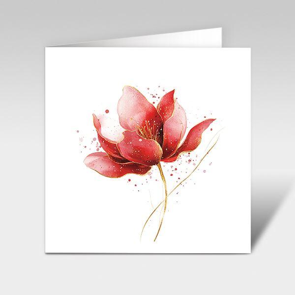 Glückwunschkarte Blume rot goldener Energiefluss