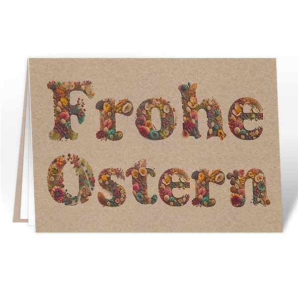 Osterkarten "Frohe Ostern" Kraftpapier in Muskatbraun