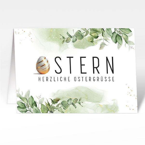 Osterkarte "Ostergrüsse" mit goldenem Ei