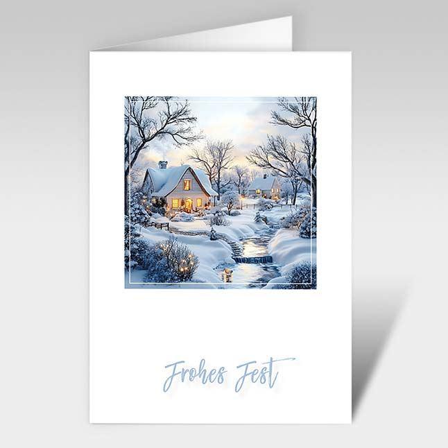 Weihnachtskarten "Feriendorf im Winter"