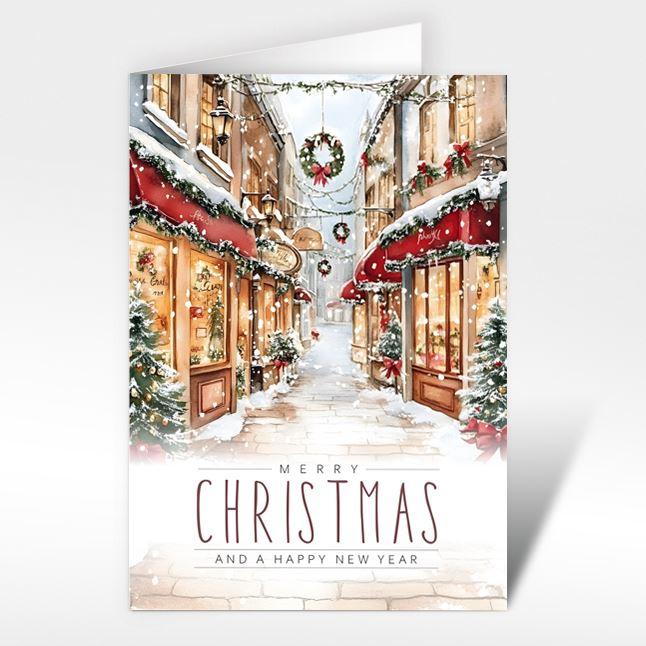 Weihnachtskarte "Altstadt-Weihnacht" englisch