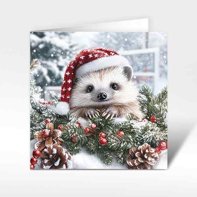 Weihnachtskarte "Weihnachtlicher Igel-Gruss" 12x12